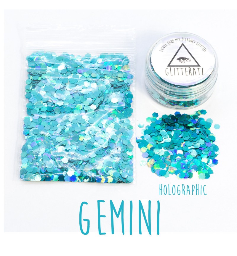 Gemini - 10g Pot - Chunky Mixed Festival Glitter For Face / Body or Hair