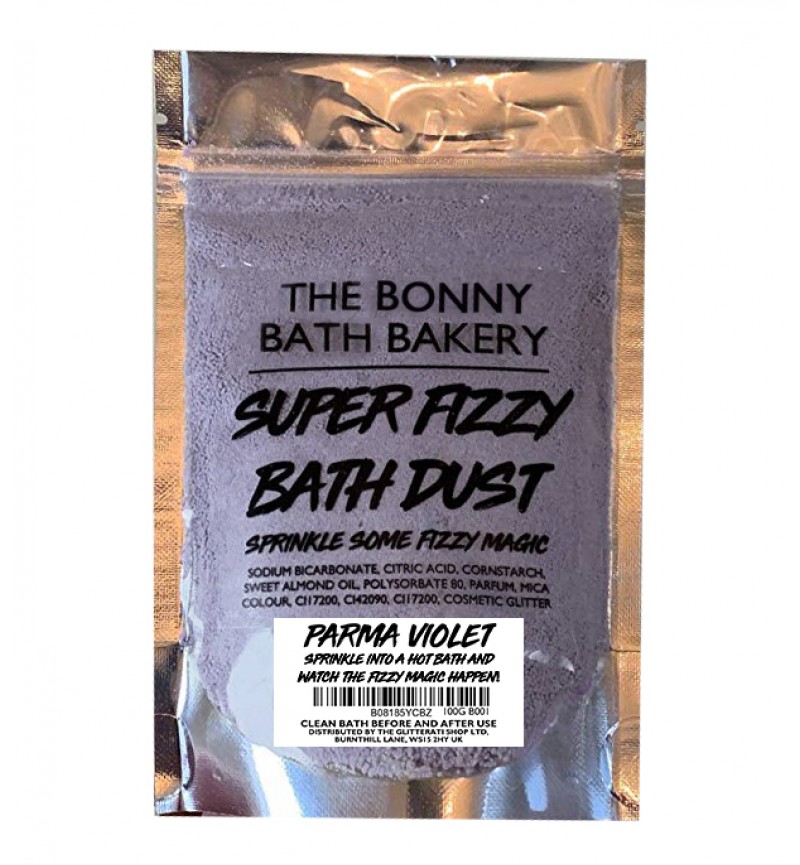 The Bonny Bath Bakery Super Fizzy Bath Dust - Foaming Bath Bomb Dust Vegan Friendly - Colourful Scented Resealable Pouch  (Parma Violet)