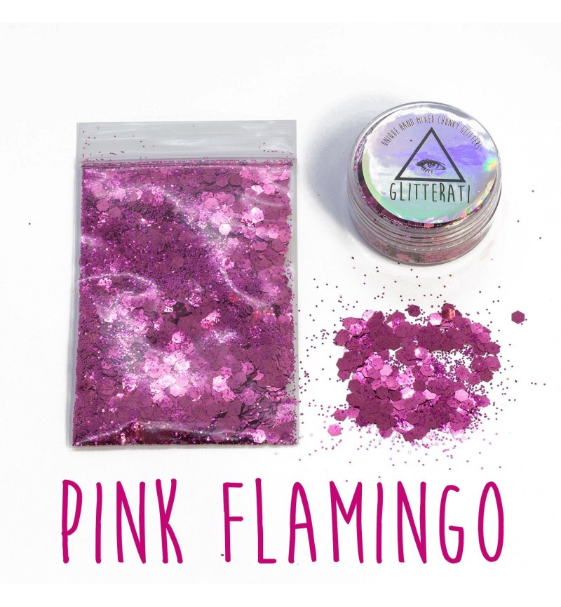 Pink Flamingo - Bag - Chunky Mixed Festival Glitter For Face / Body or Hair
