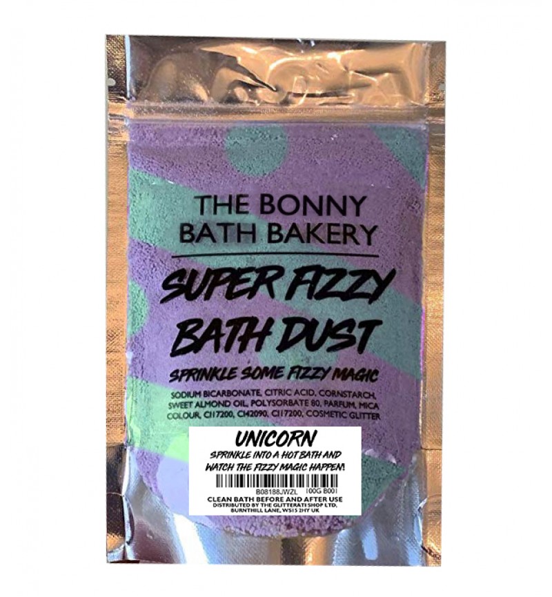 The Bonny Bath Bakery Super Fizzy Bath Dust - Foaming Bath Bomb Dust Vegan Friendly - Colourful Scented Resealable Pouch (Unicorn)